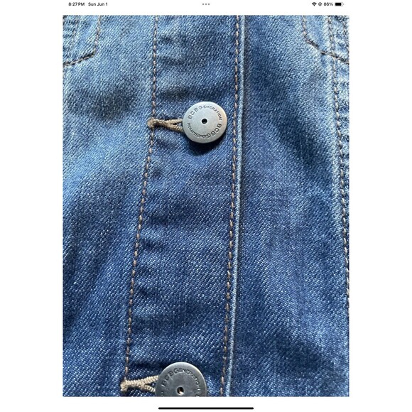 BCBGenervation Jean Jacket Womens M Distressed Blue Denim Pockets Trucker Biker - Picture 6 of 10